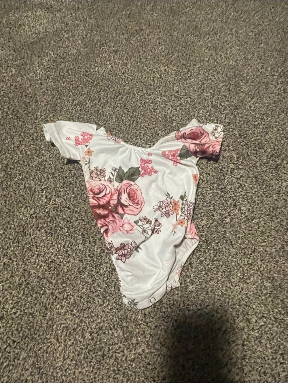 Floral Pink and White Girls' One-Piece